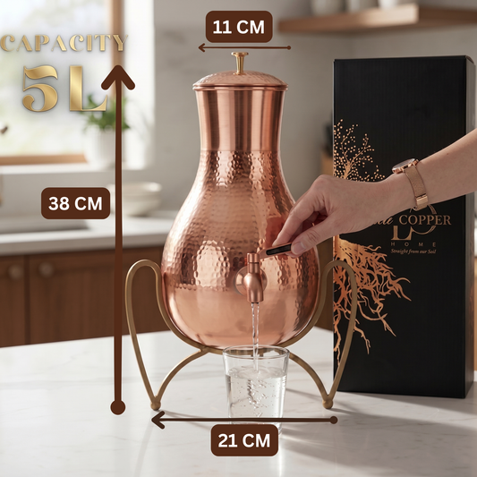 Sanjeevani Copper Matka 5L with Tap & Stand