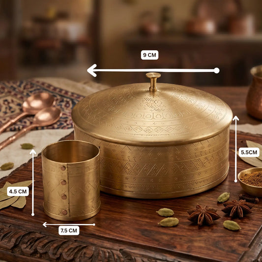 Masala Box Dome – Premium Brass Spice Storage Box with Lid