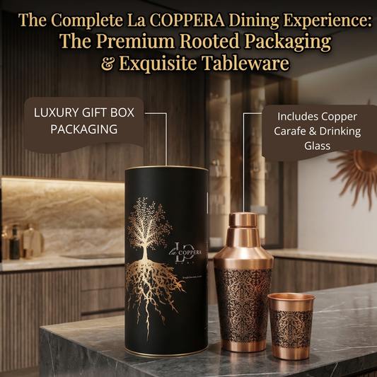 Luna Rustic Copper Carafe Set with Glass | Premium Bedside Water Set