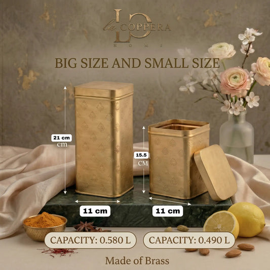Mor Dabba Cube Brass Storage Container for Dry Fruits & Kitchen Storage