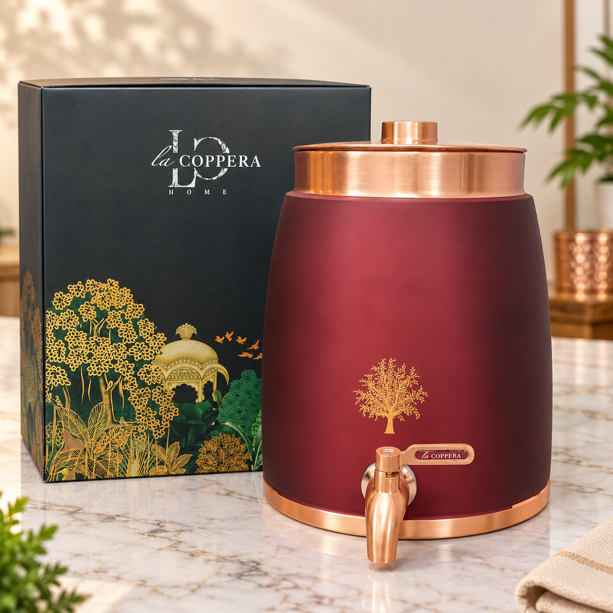 Barni Copper Water Dispenser with Tap | Premium Handmade Drinkware