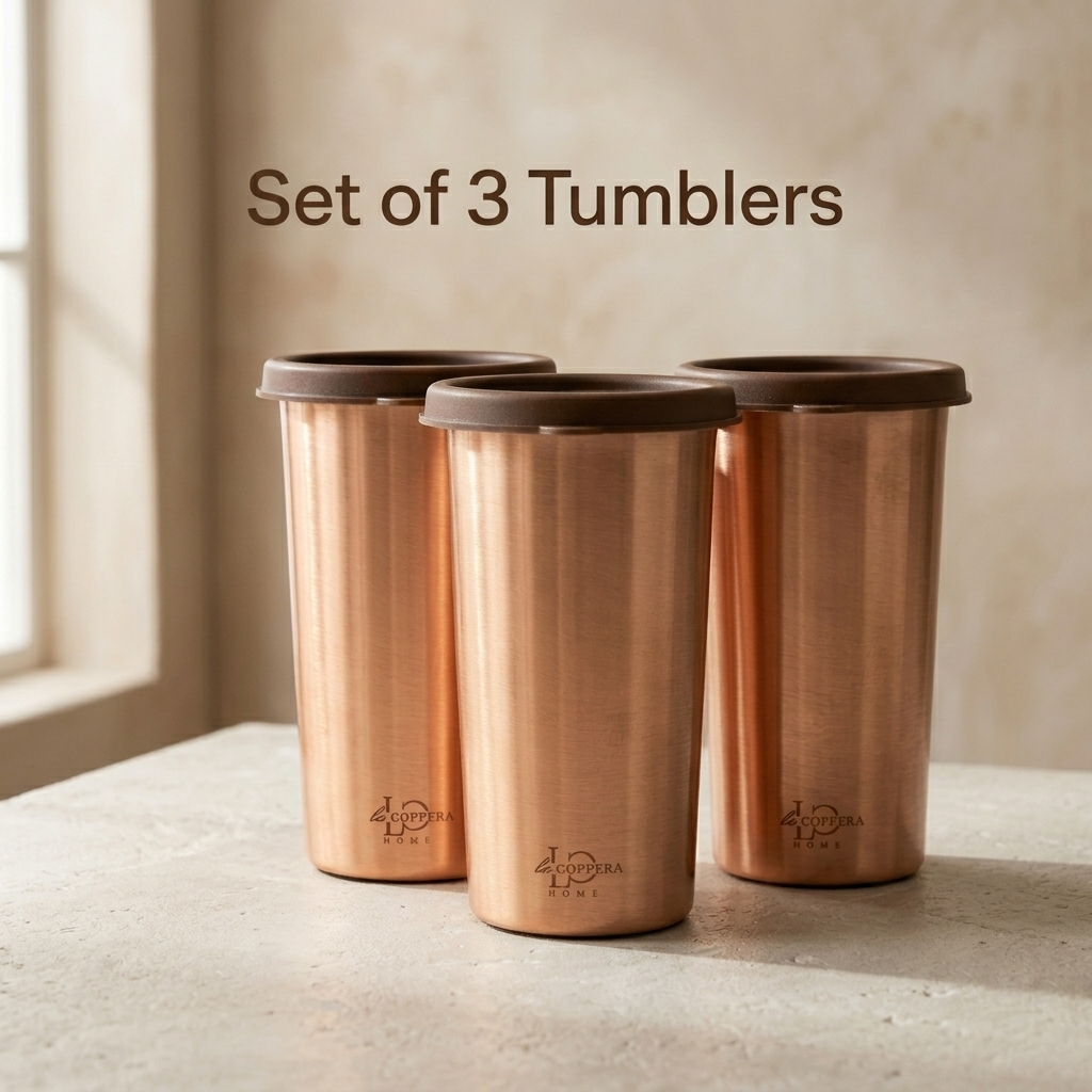 Pure Copper Tumbler with Lid – 99% Handmade Drinkware