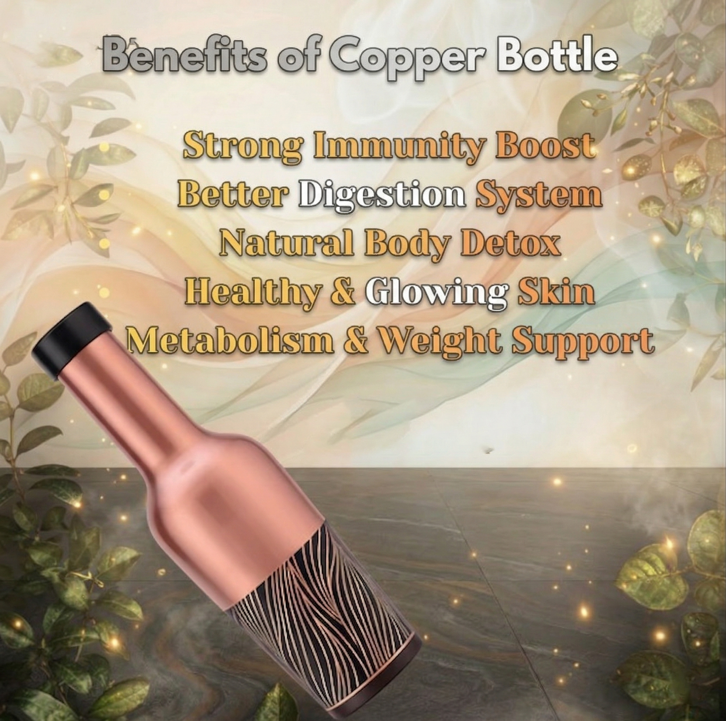 Madira Wave Pure Copper Water Bottle 1 Litre