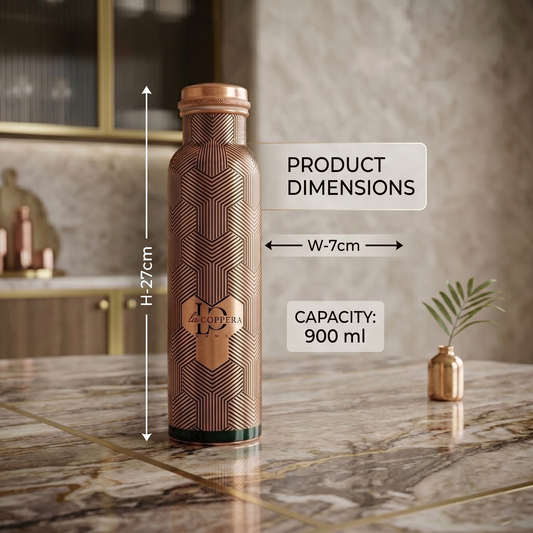 Copper Water Bottle 900ml | Mist UV Printed | Drinking Bottle for Health & Daily Use