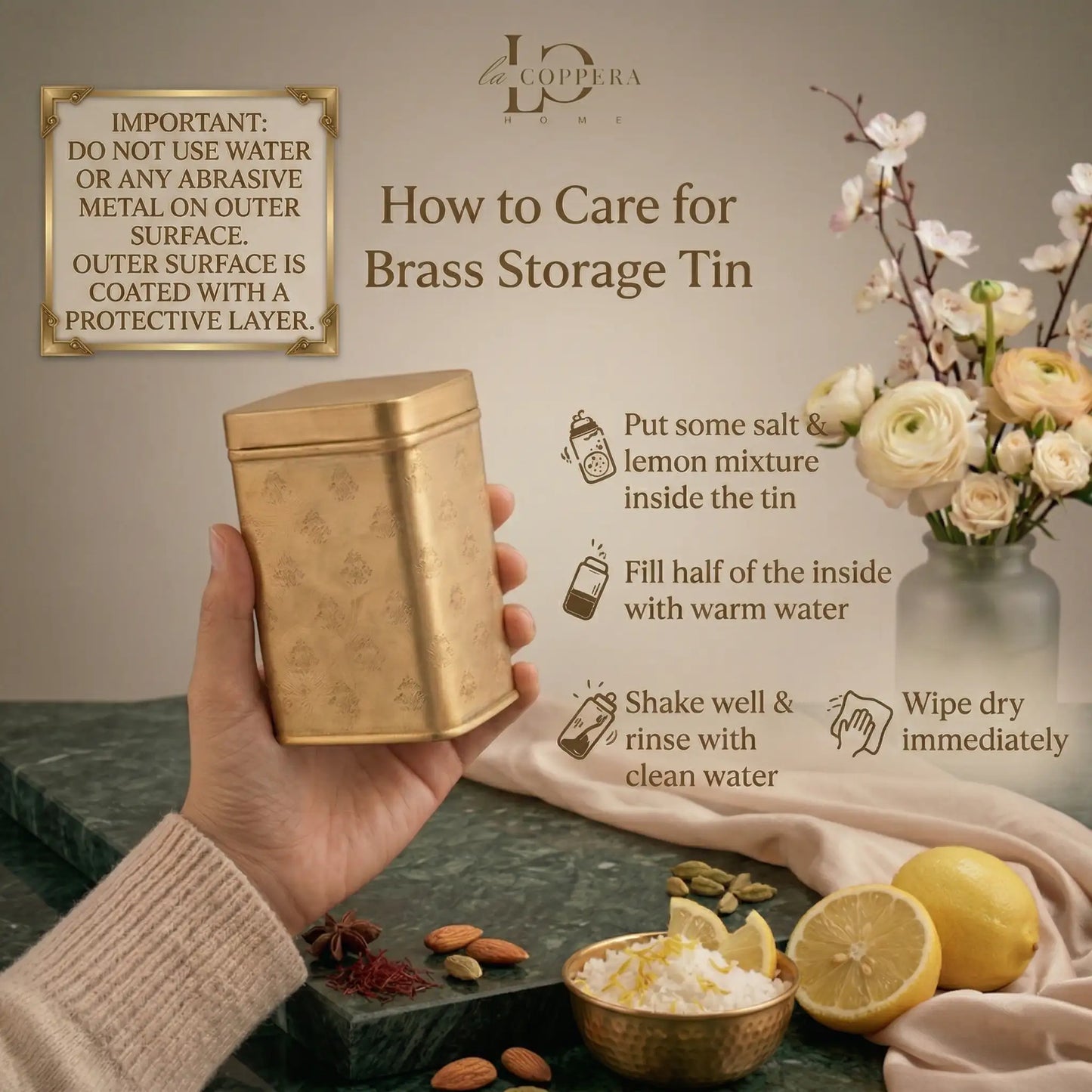 Mor Dabba Cube Brass Storage Container for Dry Fruits & Kitchen Storage