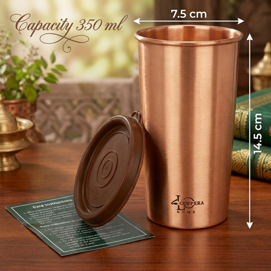 Pure Copper Tumbler with Lid – 99% Handmade Drinkware