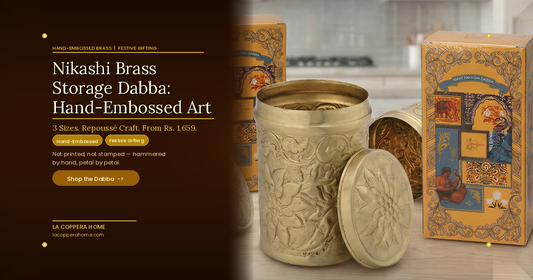 Nikashi Brass Storage Dabba: The Art of Hand-Embossed Metalwork, Reimagined for Your Kitchen