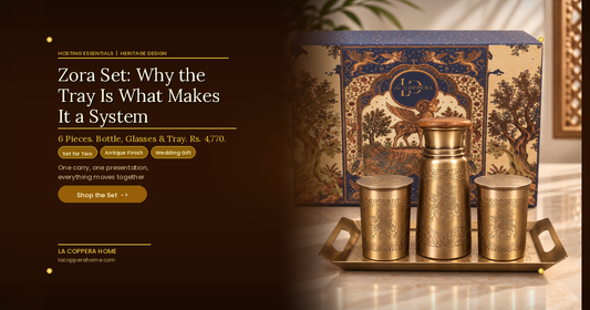 Copper Bottle and Glass Set: Why the Tray Is the Piece That Actually Matters