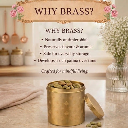 Mor Dabba Round Brass Storage Container – Premium Kitchen Dabba