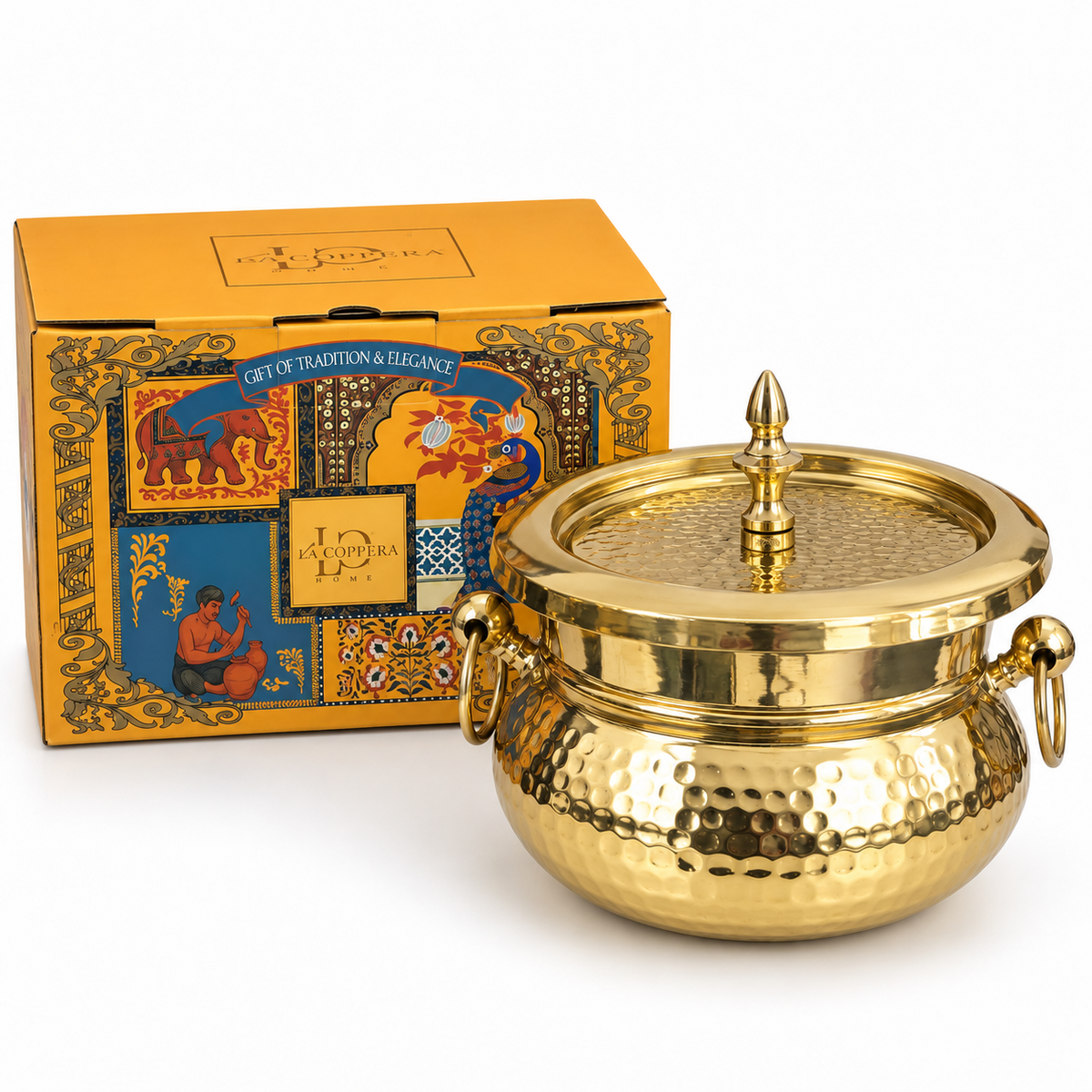 Brass Mughlai Handi with Steel Inner – Hand Hammered Cooking Pot