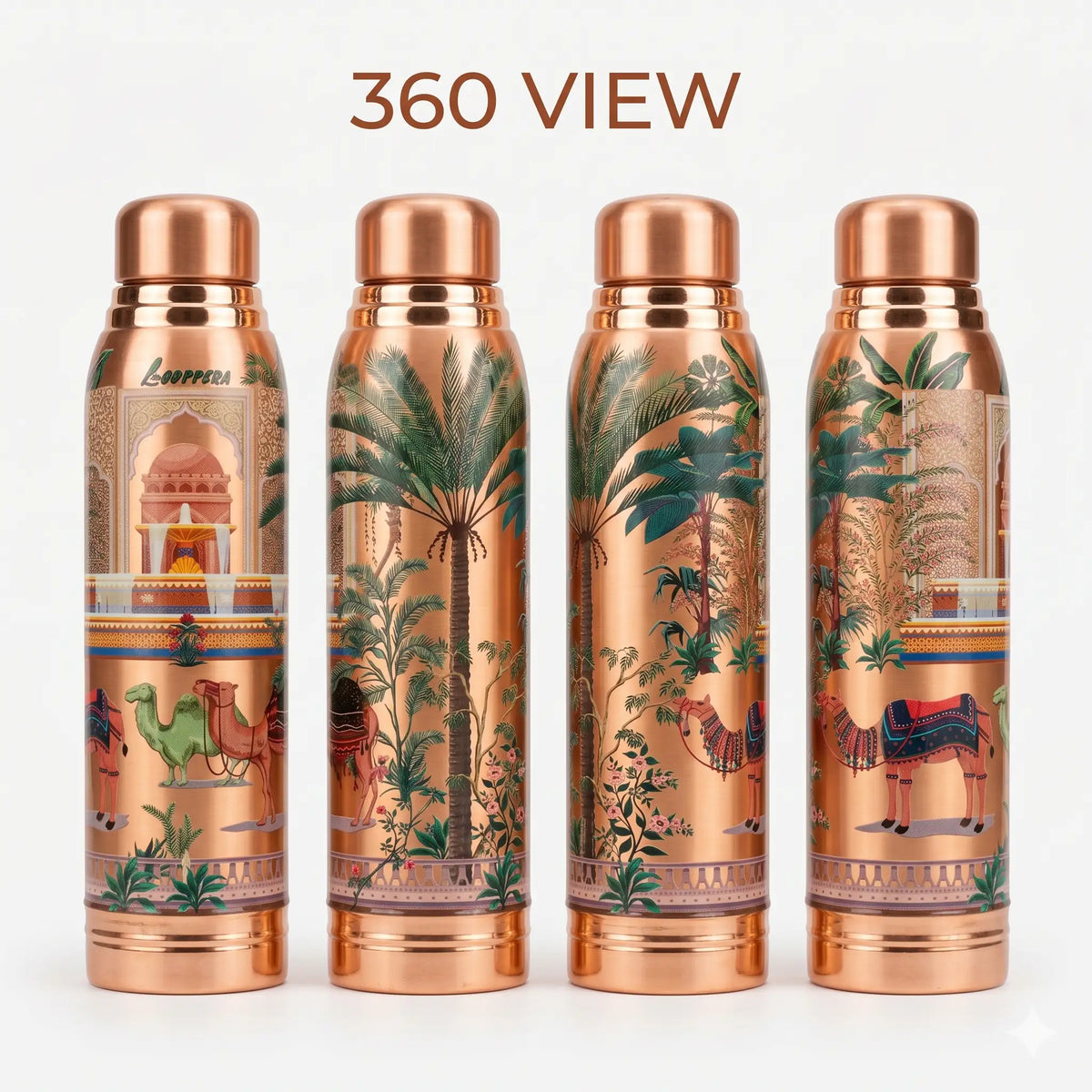 Ayursip Artwork Pure Copper Bottle 1000ml | Designer Ayurvedic Bottle