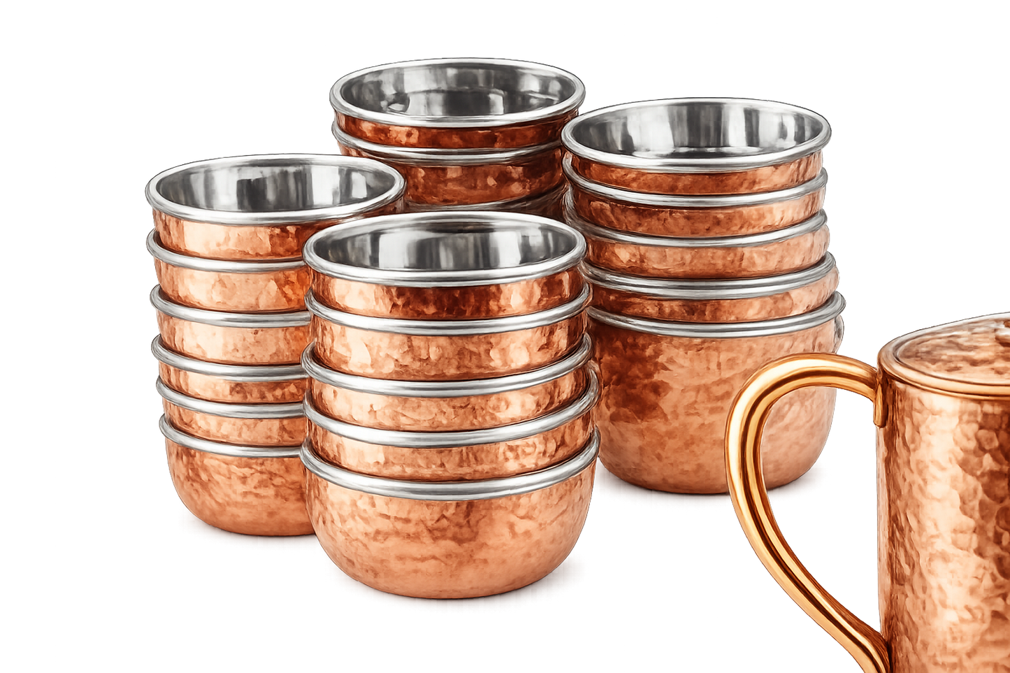 Royal Dinner Set 40 Piece | Copper Brass Stainless Steel Thali Set | La Coppera