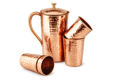 Royal Dinner Set 40 Piece | Copper Brass Stainless Steel Thali Set | La Coppera