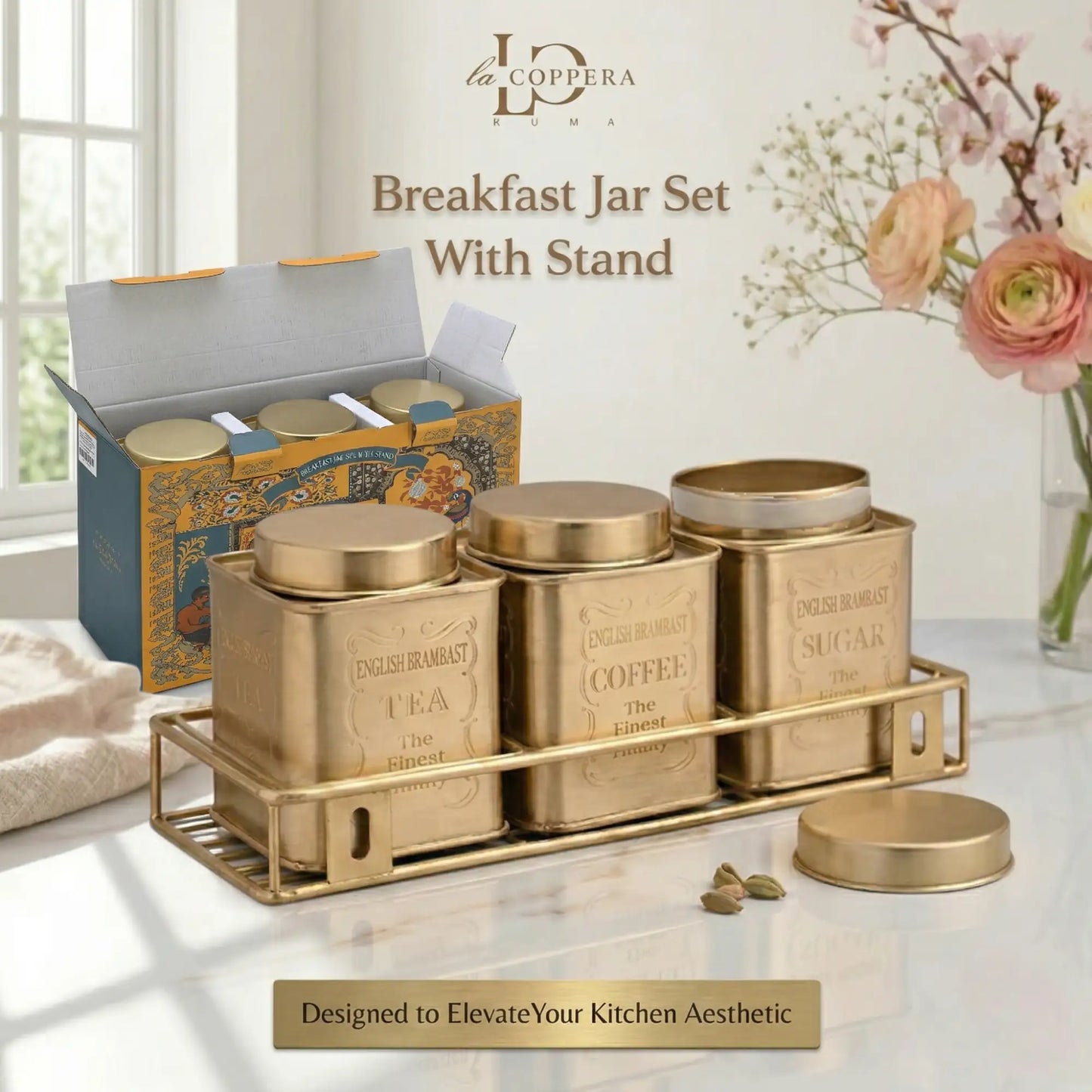 Breakfast Jar Set With Stand (Set of 3)