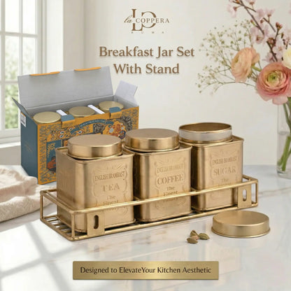 Breakfast Jar Set With Stand (Set of 3)