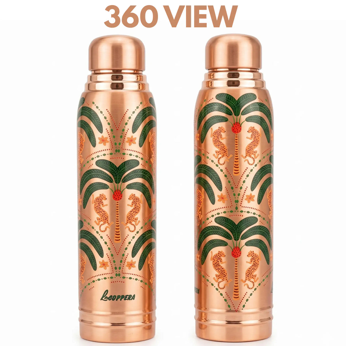 Ayursip Artwork Pure Copper Bottle 1000ml | Designer Ayurvedic Bottle