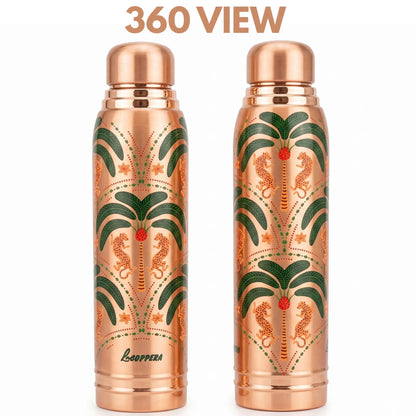 Ayursip Artwork Pure Copper Bottle 1000ml | Designer Ayurvedic Bottle