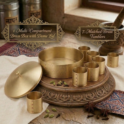 Masala Box Dome – Premium Brass Spice Storage Box with Lid