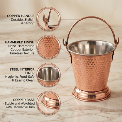 Copper Gravy Serving Bucket with Stainless Steel Interior | LA COPPERA