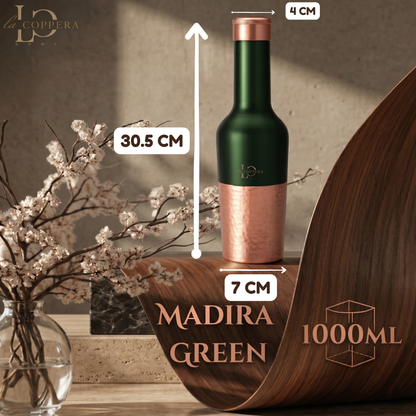 Madira Bottle Green – Pure Copper Water Bottle | Matte Green Designer Bottle