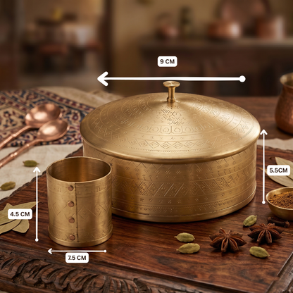 Masala Box Dome – Premium Brass Spice Storage Box with Lid