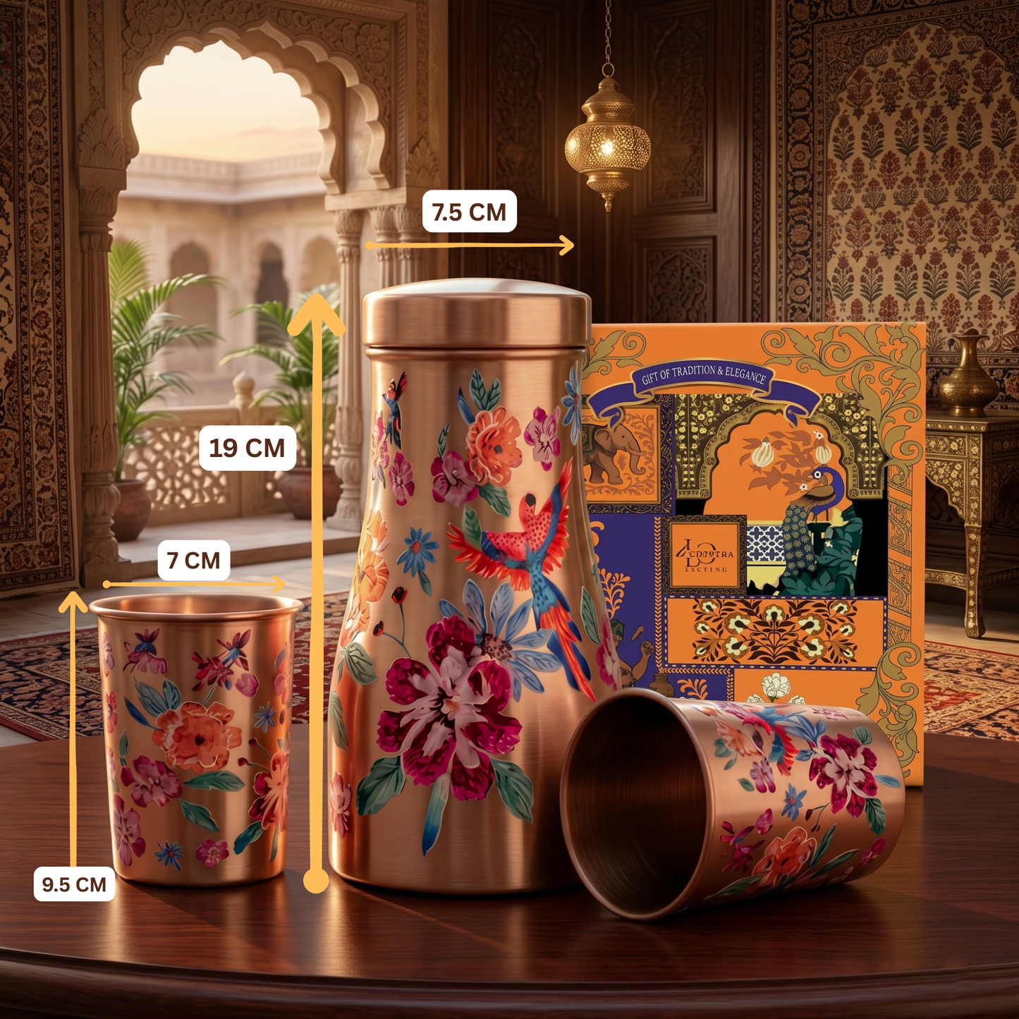 Jungle Whispers Copper Bedside Carafe Set with Glass