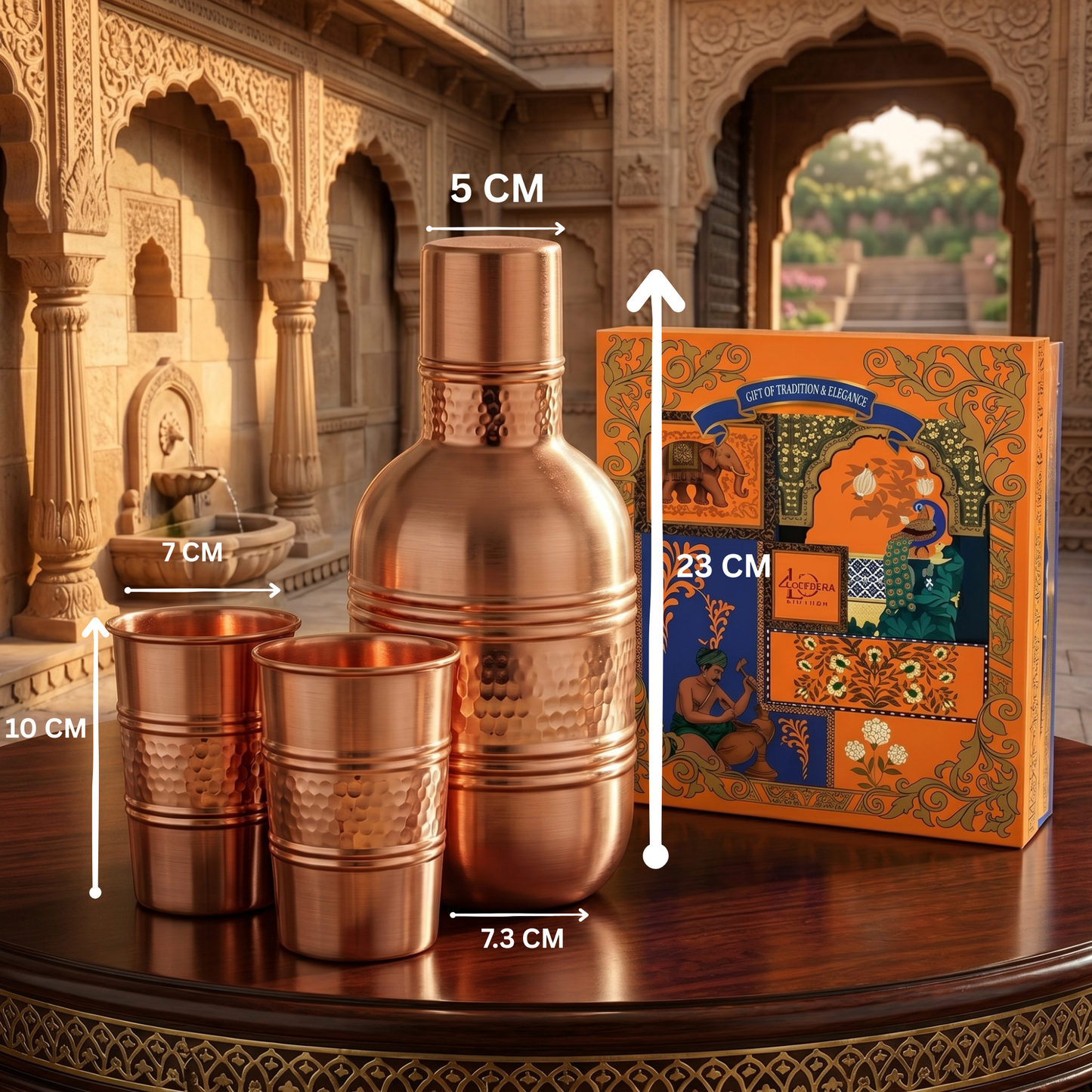 Amritloom Pure Copper Bottle & Glass Set | Premium Ayurvedic Drinkware