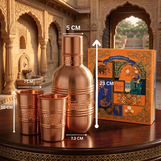 Amritloom Pure Copper Bottle & Glass Set | Premium Ayurvedic Drinkware