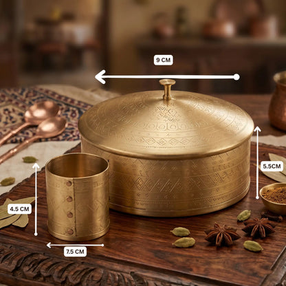 Masala Box Dome – Premium Brass Spice Storage Box with Lid