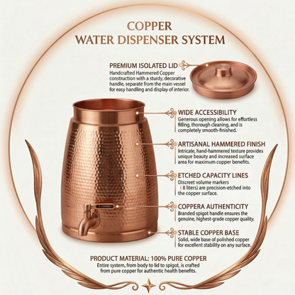Barni Hammer Copper Water Dispenser with Tap