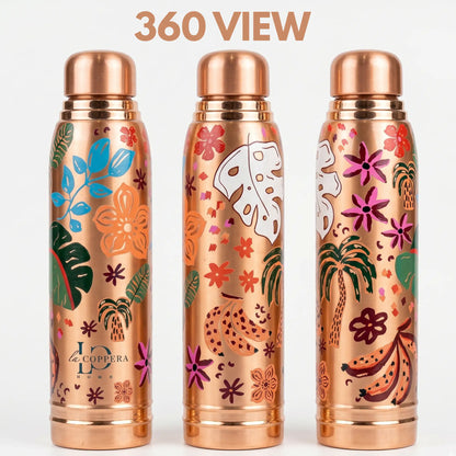 Ayursip Artwork Pure Copper Bottle 1000ml | Designer Ayurvedic Bottle