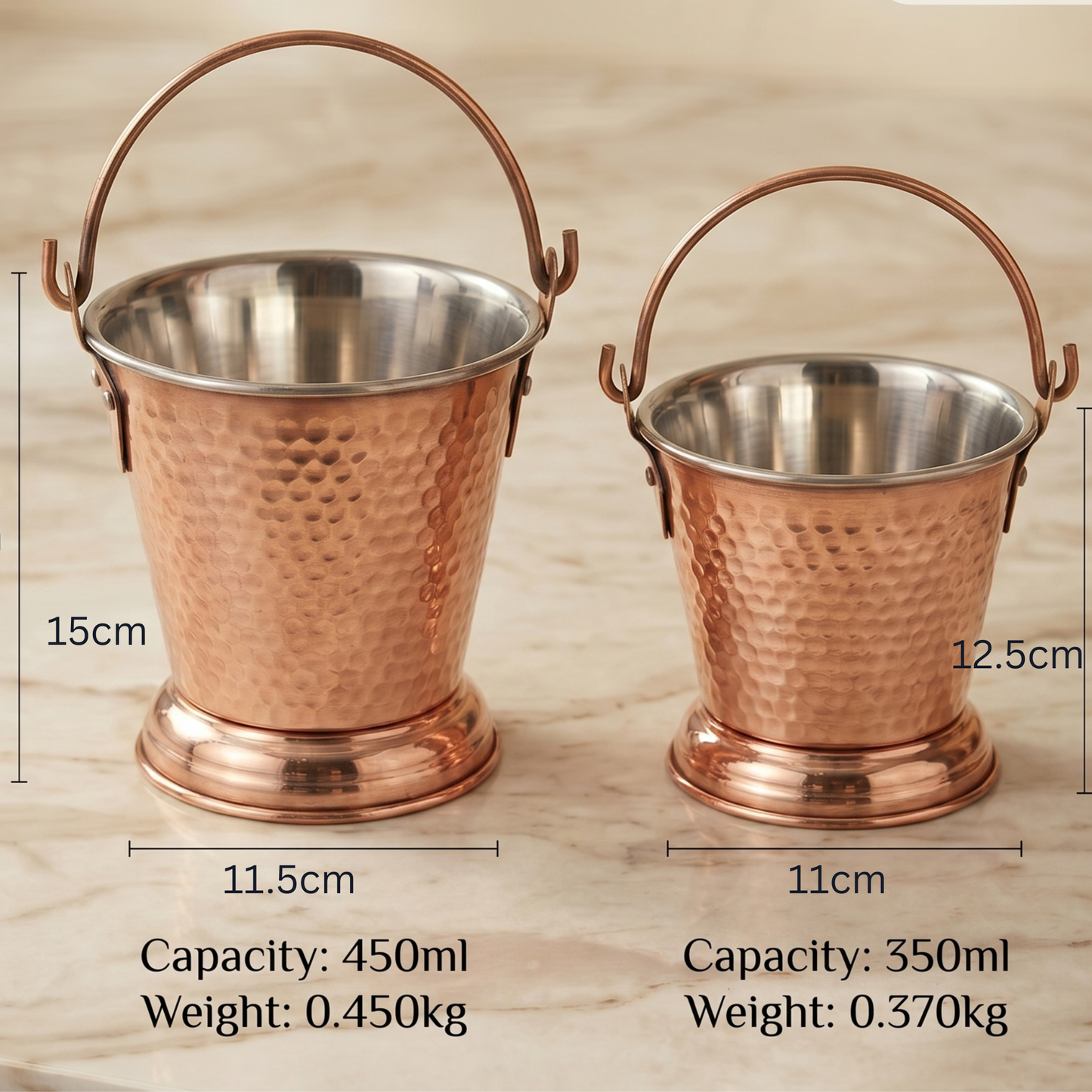 Copper Gravy Serving Bucket with Stainless Steel Interior | LA COPPERA