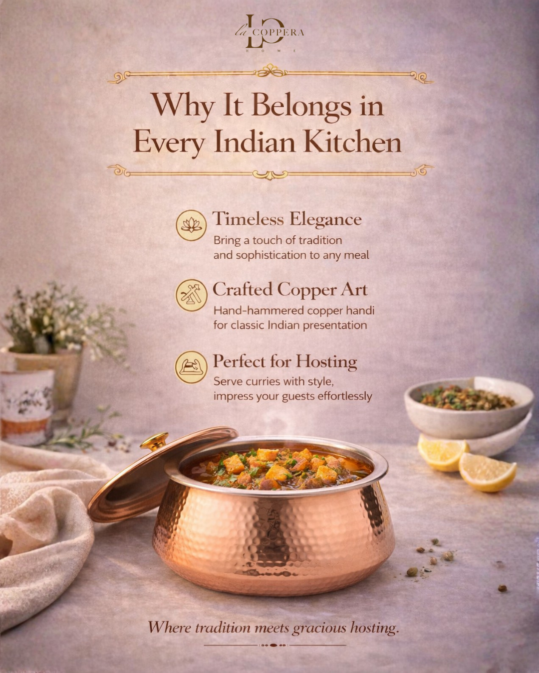 Heritage Copper Handi – Hand Hammered Cooking Pot