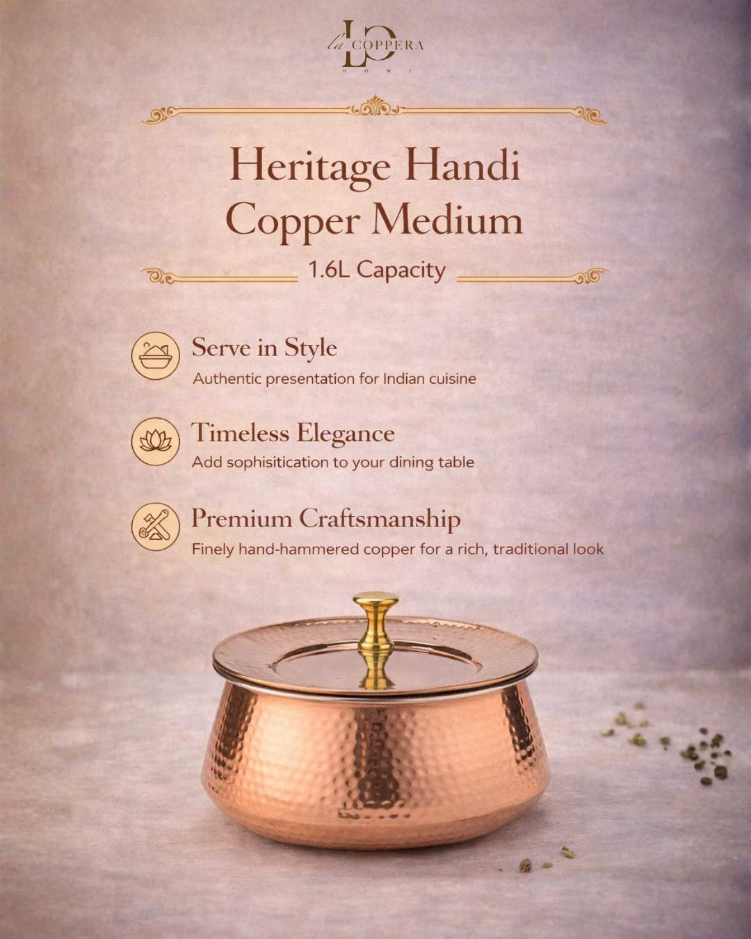 Heritage Copper Handi – Hand Hammered Cooking Pot