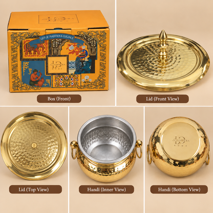 Brass Mughlai Handi with Steel Inner – Hand Hammered Cooking Pot
