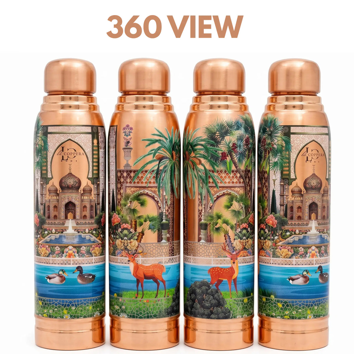 Ayursip Artwork Pure Copper Bottle 1000ml | Designer Ayurvedic Bottle