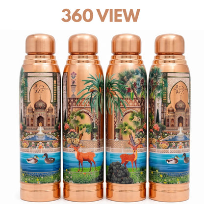 Ayursip Artwork Pure Copper Bottle 1000ml | Designer Ayurvedic Bottle