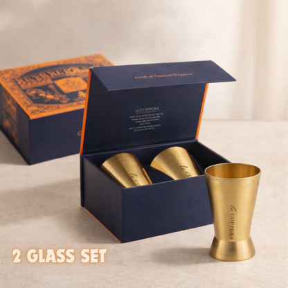 Brass Royal Glass Set of 2 | Premium Metal Drinking Glasses