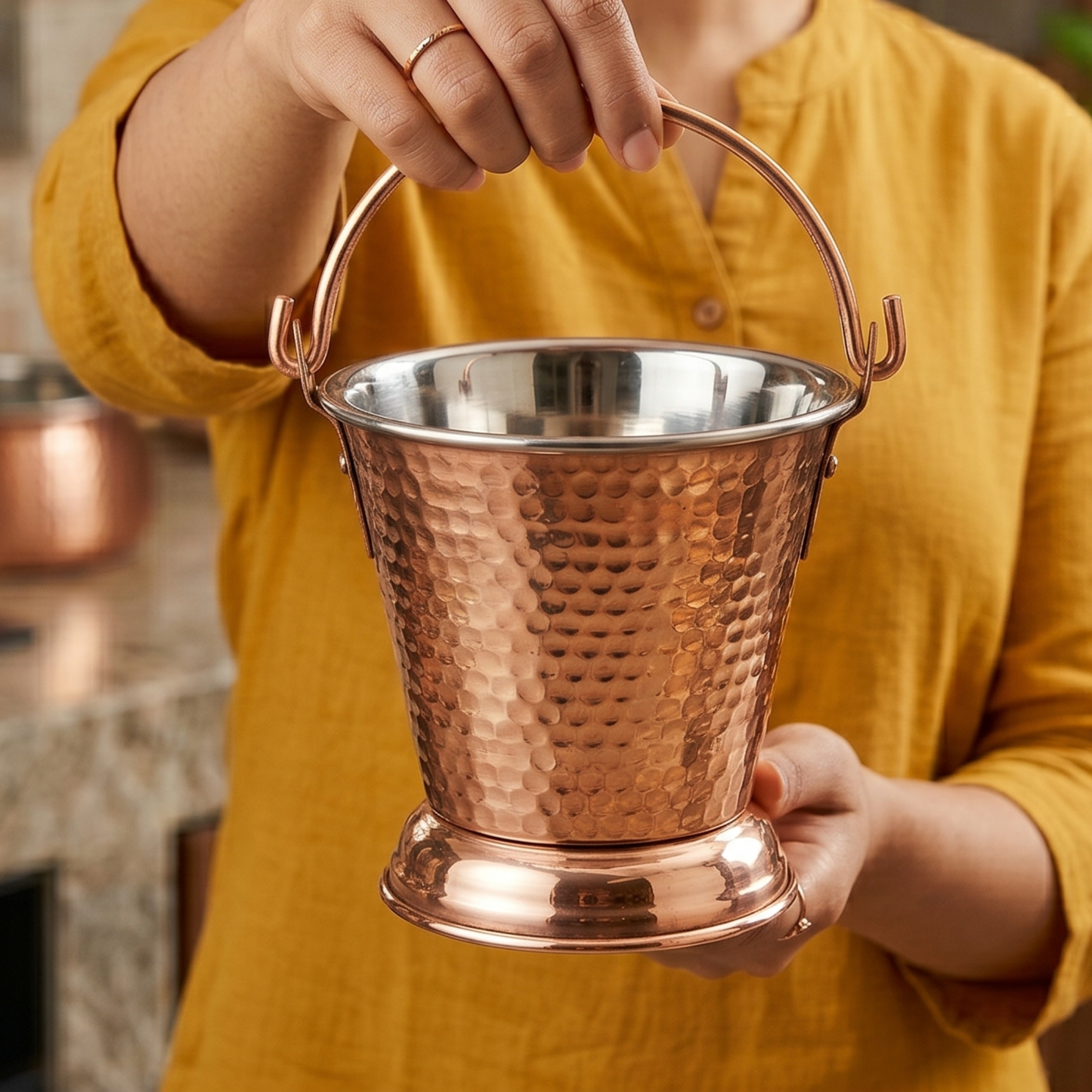Copper Gravy Serving Bucket with Stainless Steel Interior | LA COPPERA
