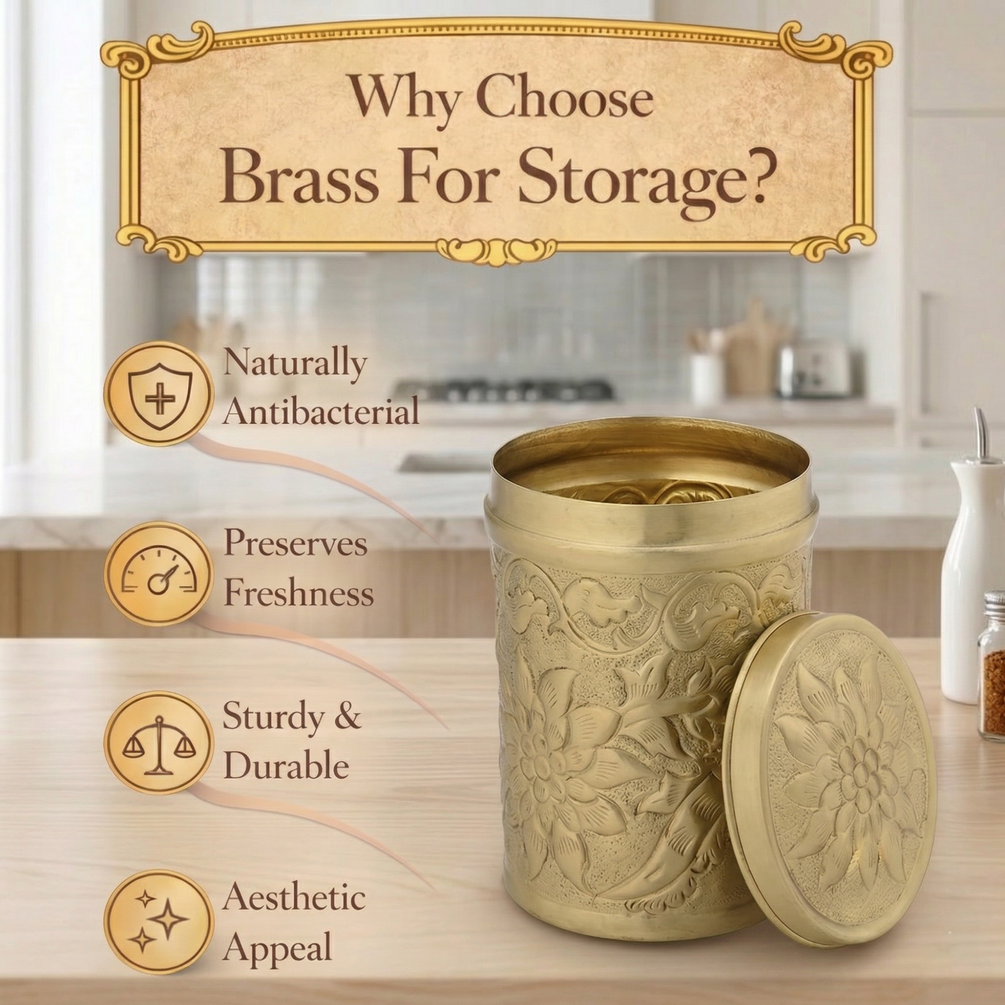 Nikashi Dabba Brass Storage Container | Premium Dry Fruit Box