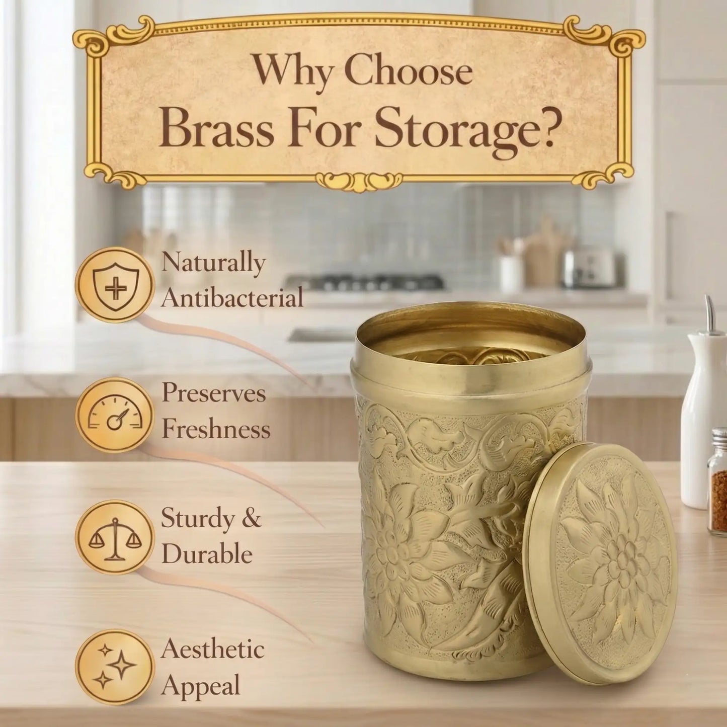 Nikashi Dabba Brass Storage Container | Premium Dry Fruit Box