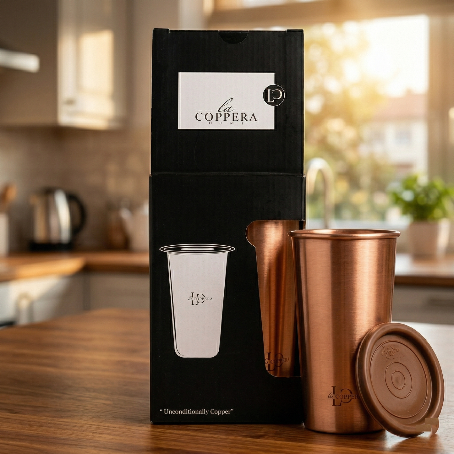 Pure Copper Tumbler with Lid – 99% Handmade Drinkware