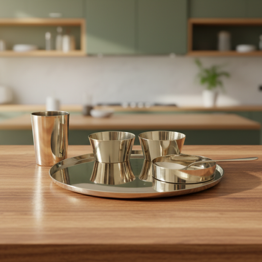 Kansa Thali Set (Set of 6) | Bronze Dinnerware Dining Set