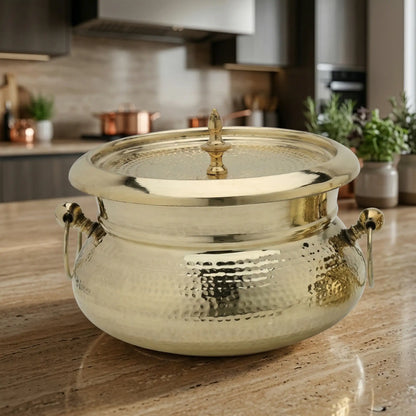 Brass Mughlai Handi with Steel Inner – Hand Hammered Cooking Pot