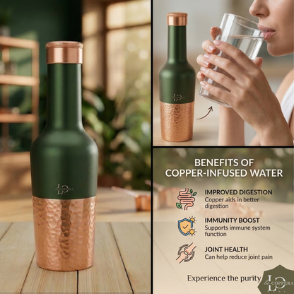 Madira Bottle Green – Pure Copper Water Bottle | Matte Green Designer Bottle