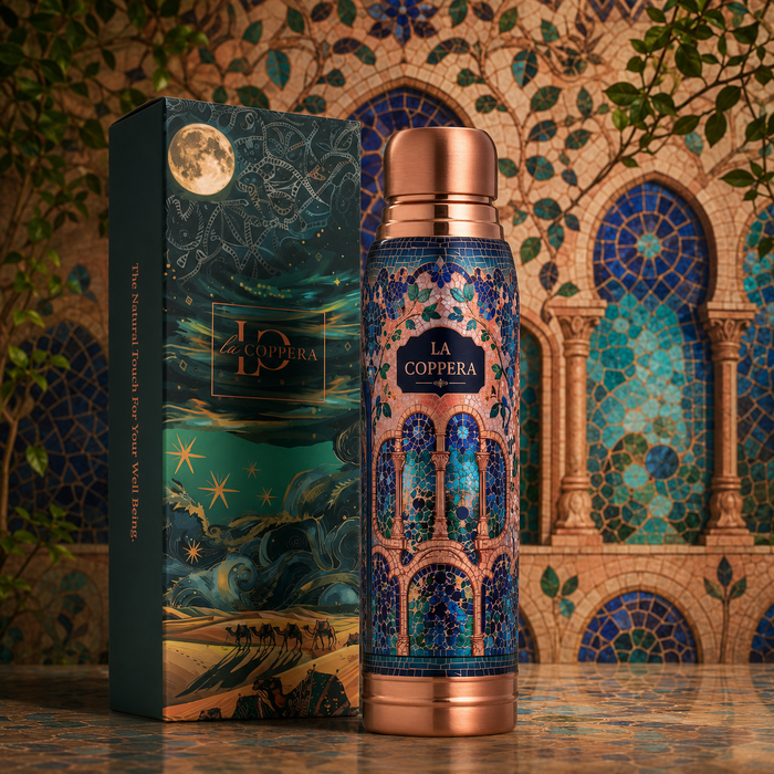 Ayursip Sheesh Mahal 1000ml Pure Copper Water Bottle LA COPPERA