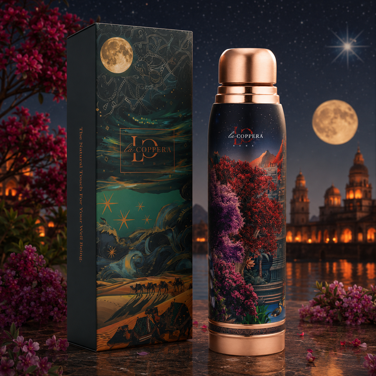 Ayurship Twilight Pure Copper Water Bottle | 1000ml | La Coppera