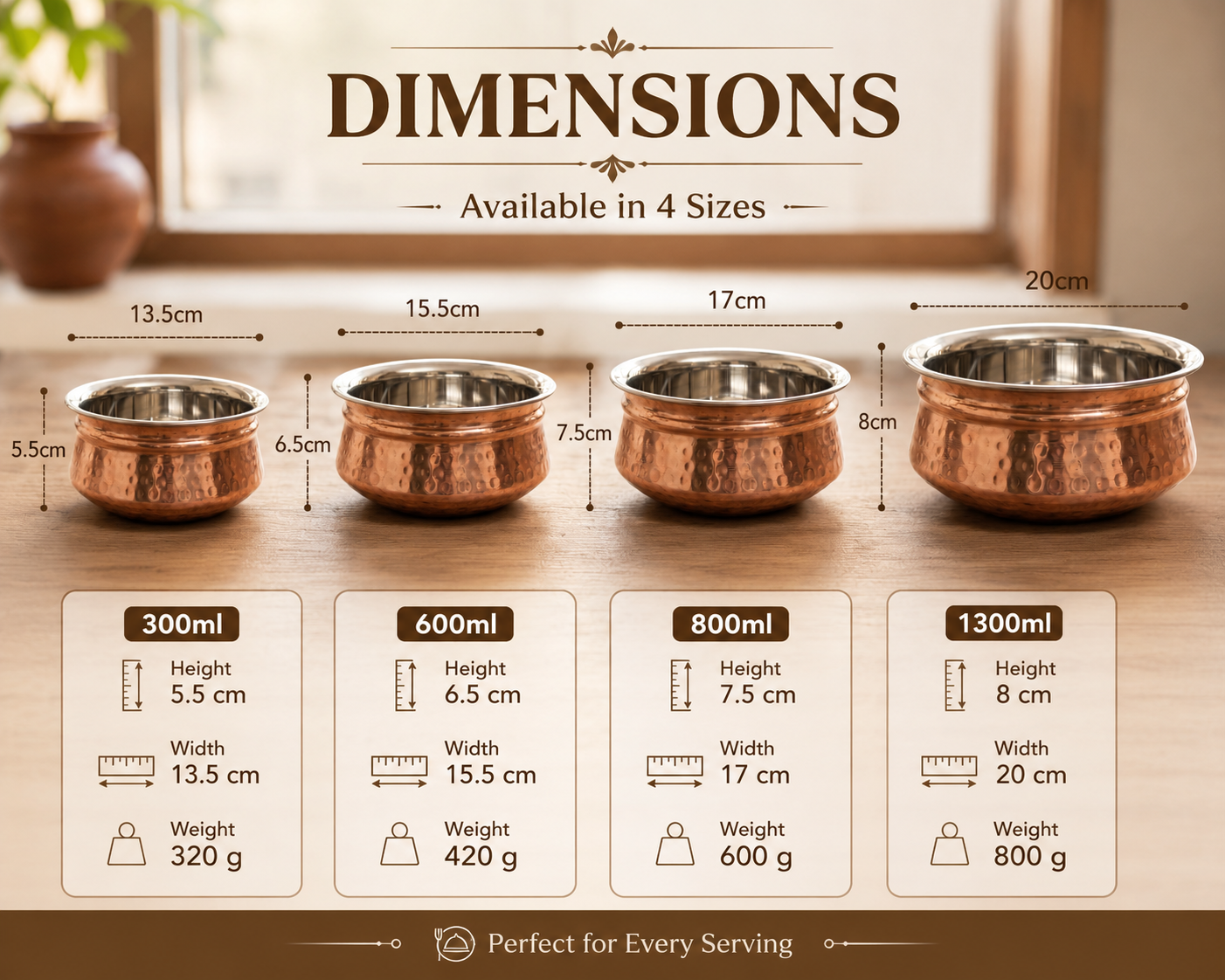 Hyderabadi Copper Handi with Stainless Steel Interior | LA COPPERA