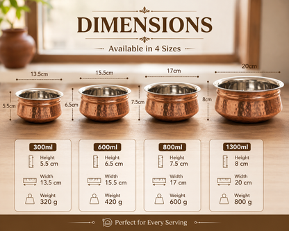 Hyderabadi Copper Handi with Stainless Steel Interior | LA COPPERA
