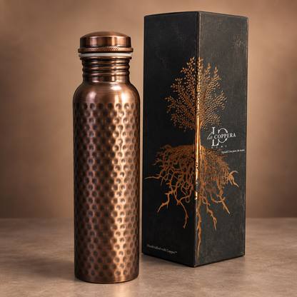 Mist Antique Hammered Copper Water Bottle – 1000ml | Handcrafted Copper Bottle